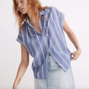 Madewell Central Shirt in Highley Stripe in Bluestone